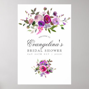 Affiche Aquarelle tendance Fête des mariées florale Bienve