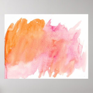 Affiche Aquarelle texture rose orange