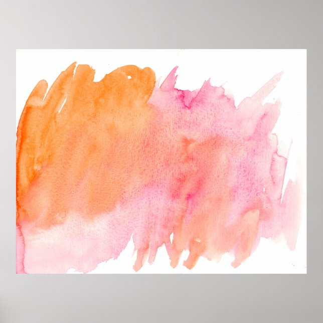 Affiche Aquarelle texture rose orange (Devant)