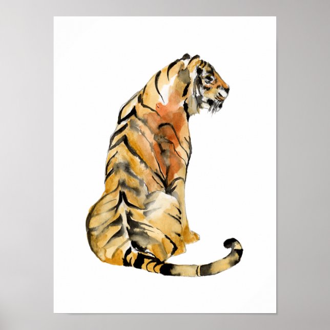 Affiche Aquarelle Tiger assis (Devant)