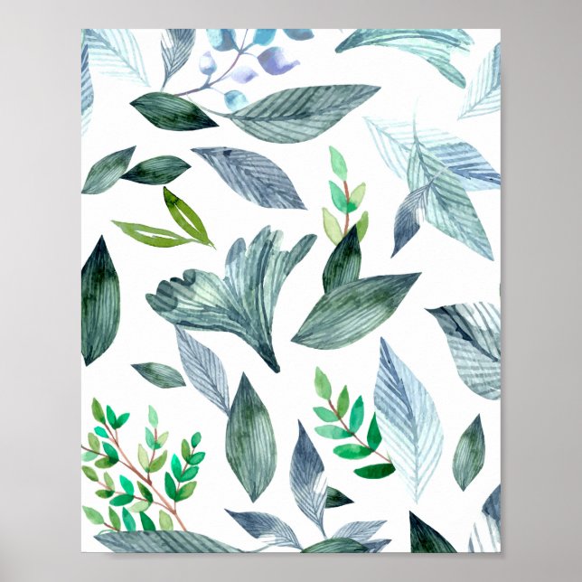 Affiche Aquarelle tombée feuille 11 (Devant)