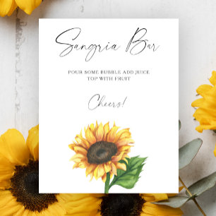 Affiche Aquarelle tournesol douche nuptiale sangria bar