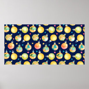 Affiche Aquarelle transparente motif avec l'or brillant Ch