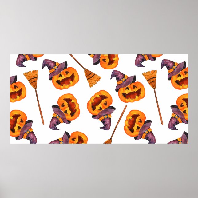 Affiche Aquarelle transparente motif heureux halloween vac (Devant)