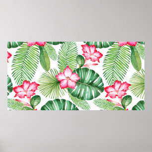 Affiche Aquarelle transparente motif tropical