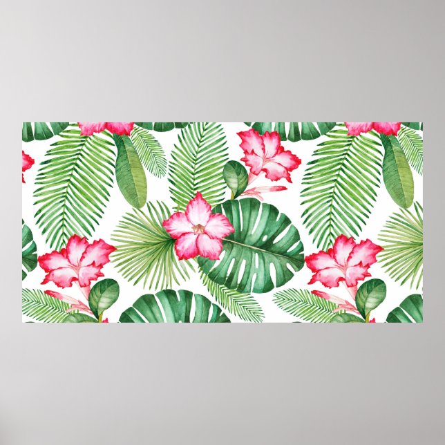 Affiche Aquarelle transparente motif tropical (Devant)