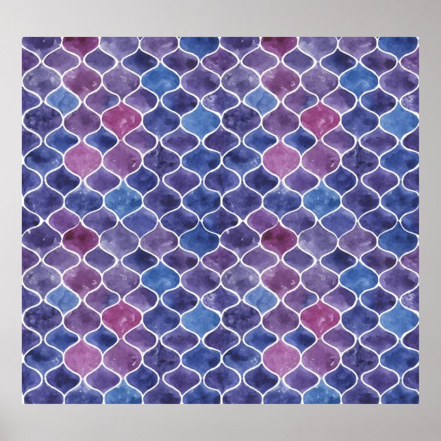 Affiche Aquarelle transparente Violet motif floral (Devant)