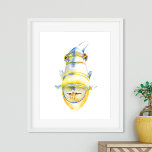Affiche Aquarelle Tropical Beach House Art<br><div class="desc">Parfait pour les chambres, les salles de bain et les espaces de vie dans votre maison de plage tropicale. Cette poissonnerie colorée présente une réplique de ma reine d'aquarelle peinte à la main triggerfish. Il correspond à ma collection de décoration côtière et est parfait pour votre chalet de plage. Pour...</div>