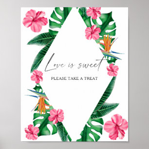 Affiche Aquarelle tropical - l'amour est doux, prenez une
