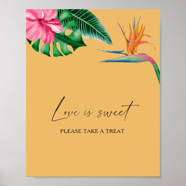 Affiche Aquarelle tropical - l'amour est doux, prenez une  (Devant)