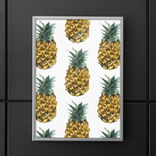 Affiche Aquarelle tropicale ananas Motif sans couture (Créateur téléchargé)