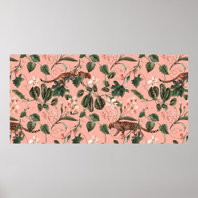 Affiche Aquarelle tropicale exotique motif avec orchidée,  (Devant)
