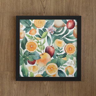 Affiche Aquarelle tropicale Harmonie des fruits et Feuille