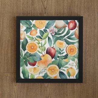 Affiche Aquarelle tropicale Harmonie des fruits et Feuille