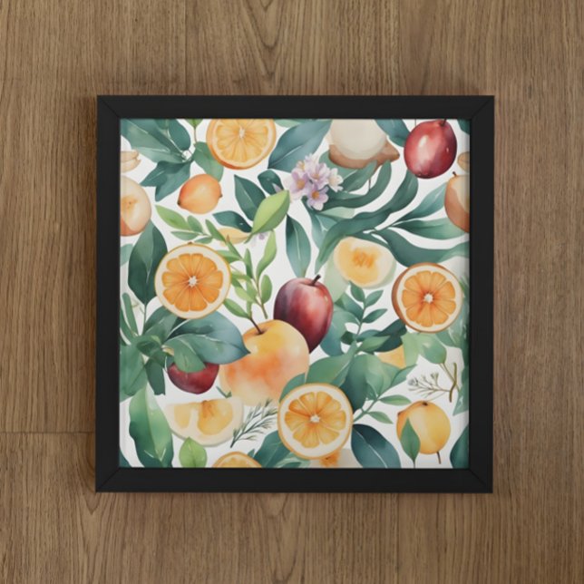 Affiche Aquarelle tropicale Harmonie des fruits et Feuille (Créateur téléchargé)