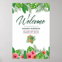 Aquarelle tropicale Luau Graduation Bienvenue