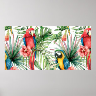 Affiche Aquarelle tropicale sans coutures motif avec perro