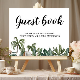 Affiche Aquarelle tropicale tendance Feuilles verts