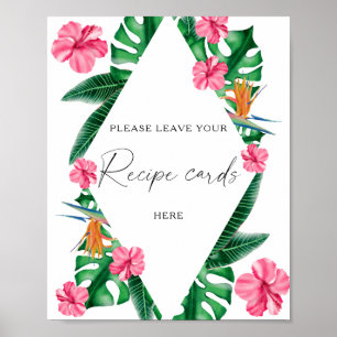 Affiche Aquarelle tropicale - Votre carte de recettes ici