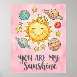 Affiche Aquarelle "Tu es mon soleil" Enfants de l'espace m