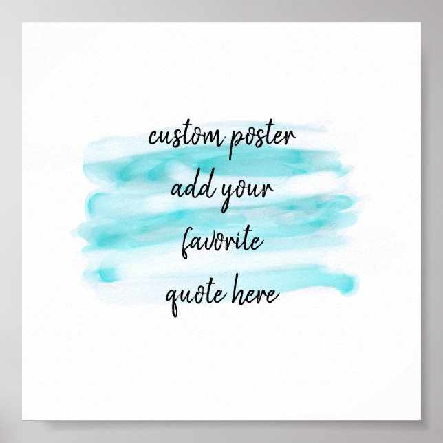 Affiche aquarelle turquoise moderne ajouter un devis (Devant)