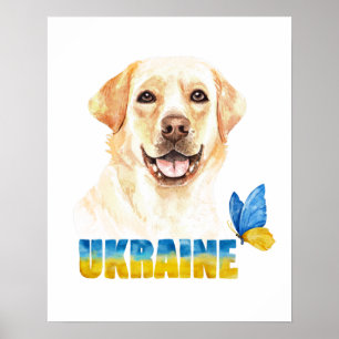 Affiche Aquarelle Ukraine Laboratoire jaune et papillon