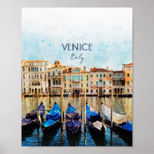Affiche Aquarelle VENEZIA VENICE - Italie souvenir de voya