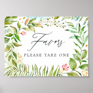 Affiche Aquarelle Verdure Cristal Mariage Faveurs