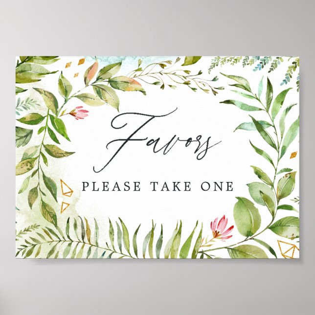Affiche Aquarelle Verdure Cristal Mariage Faveurs (Devant)