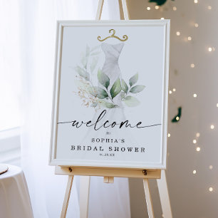 Affiche Aquarelle Verdure Fête des mariées or Bienvenue