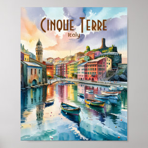Affiche Aquarelle Vernazza Cinque Terre Italie Colorée