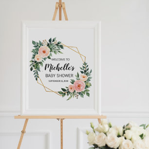 Affiche Aquarelle Vert fille baby shower signe de bienvenu