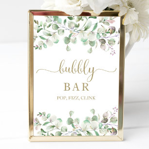 Affiche Aquarelle verte Bubbly Bar Pop Fizz Clink Sign