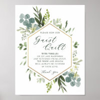 Aquarelle verte Hexagon Mariage Guest Quilt