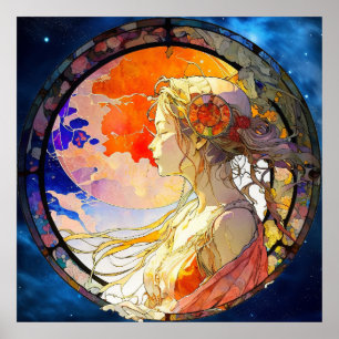 Affiche Aquarelle vibrante de l'affiche de fille