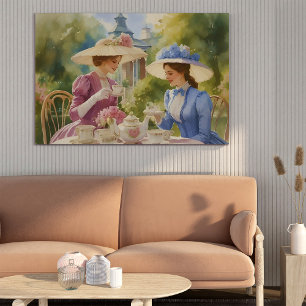 Affiche Aquarelle Victorian Tea Party peinture