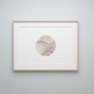 Affiche Aquarelle vintage ballon de baseball