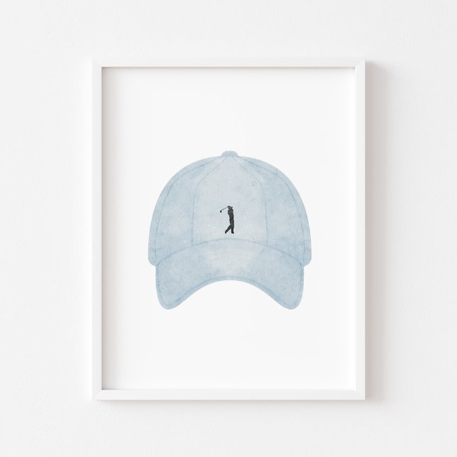 Affiche Aquarelle vintage bleu casquette de golf (Créateur téléchargé)