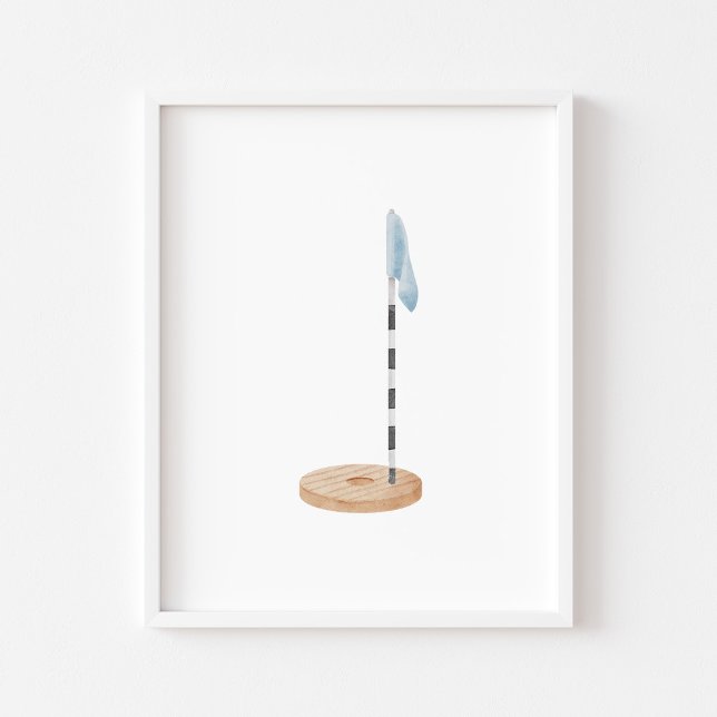 Affiche Aquarelle vintage bleu trou de golf (Créateur téléchargé)