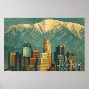 Affiche Aquarelle vintage de Los Angeles Californie rétr
