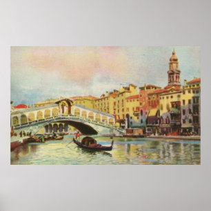 Affiche Aquarelle vintage Pont du Rialto