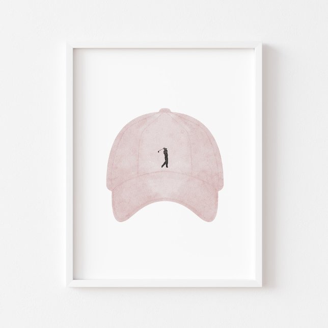 Affiche Aquarelle vintage rose casquette de golf (Créateur téléchargé)