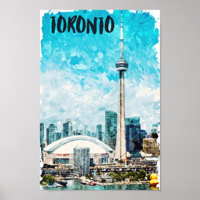 Affiche Aquarelle Vintage voyage de Toronto Canada (Devant)