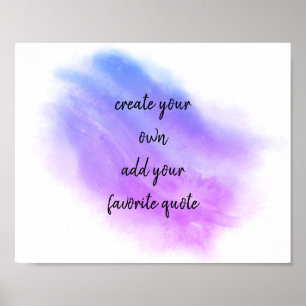 Affiche aquarelle violet bleu ajouter un guillemet