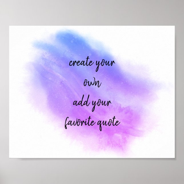 Affiche aquarelle violet bleu ajouter un guillemet (Devant)