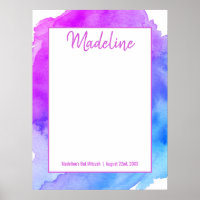 Aquarelle violet bleu étoile BAT MITZVAH Se connec