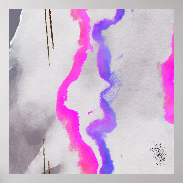Affiche Aquarelle violet et rose Abstrait (Devant)