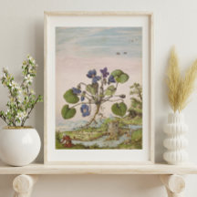 Aquarelle violet Vintage du XVIe siècle
