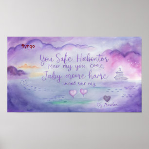 Affiche Aquarelle violette Aimer Citation Imprimer avec Mu