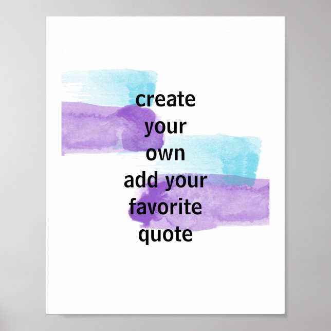 Affiche aquarelle violette et turquoise ajouter un devis (Devant)